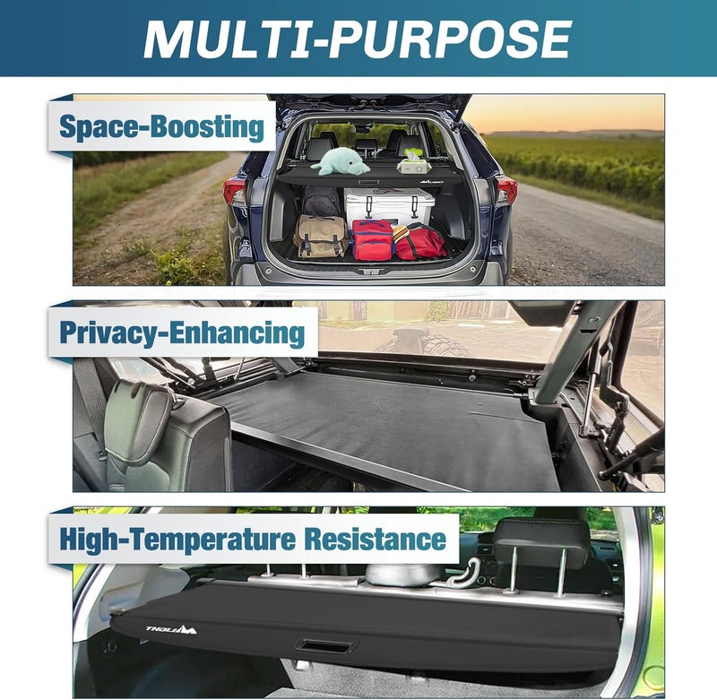 Nilight غطاء صندوق الأمتعة لملحقات تويوتا RAV4 2019 2020 2021 2022 2023 2024 2025، ستارة أمان قابلة للسحب لغطاء الأمتعة الخلفي، مع شبكة تخزين للصندوق، 1-عبوة - Image 4